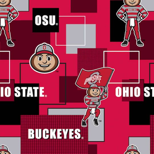 NCAA Ohio State University Buckeyes Block Cotton Fabric